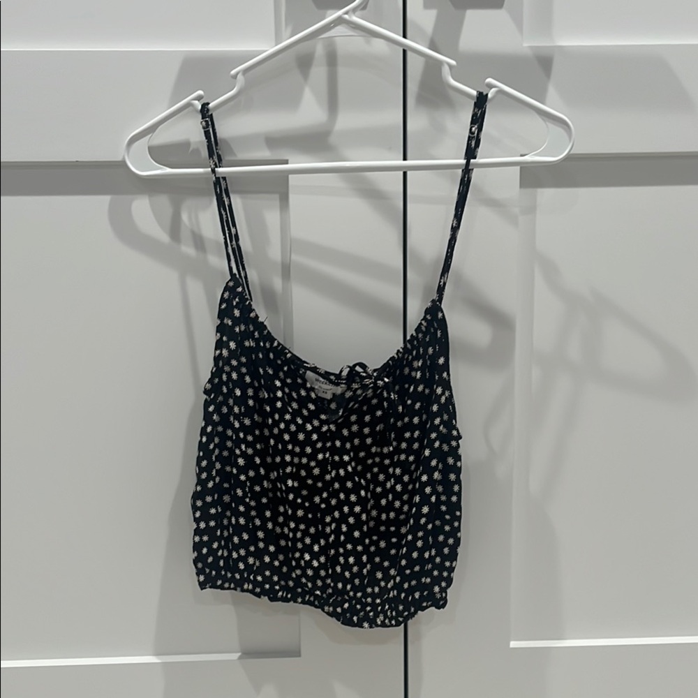 Chic Black and White Polka Dot Crop Top